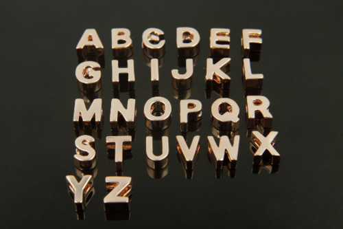 알파벳 대문자 A-Z 풀 세트, A2Z-P6, 26개, 로즈골드도금, 1.8x3.0mm