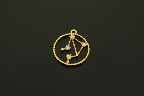 별자리 펜던트, 천칭자리, N25-G7, 1개, 골드도금, 무니켈, 큐빅지르코니아, 13mm