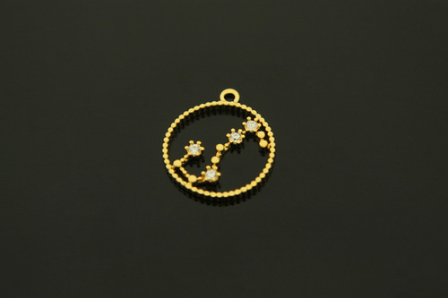 별자리 펜던트, 전갈자리, N25-G8, 1개, 골드도금, 무니켈, 큐빅지르코니아, 13mm