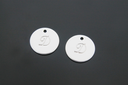 알파벳코인, AD-R9, 2개, 무니켈, 화이트골드도금, 12mm