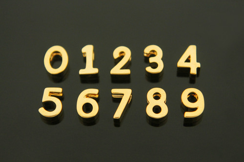 작은 숫자 펜던트 0~9 풀세트, NU-G10, 10개, 골드도금, 7x5.3x2.6mm