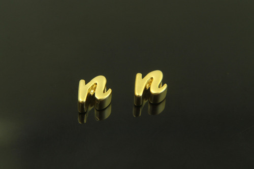 알파벳소문자 n, AN-G10, 2개, 무광골드도금, 5x7x3mm
