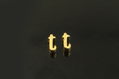 알파벳소문자 t, AT-G10, 2개, 무광골드도금, 6x3x3mm