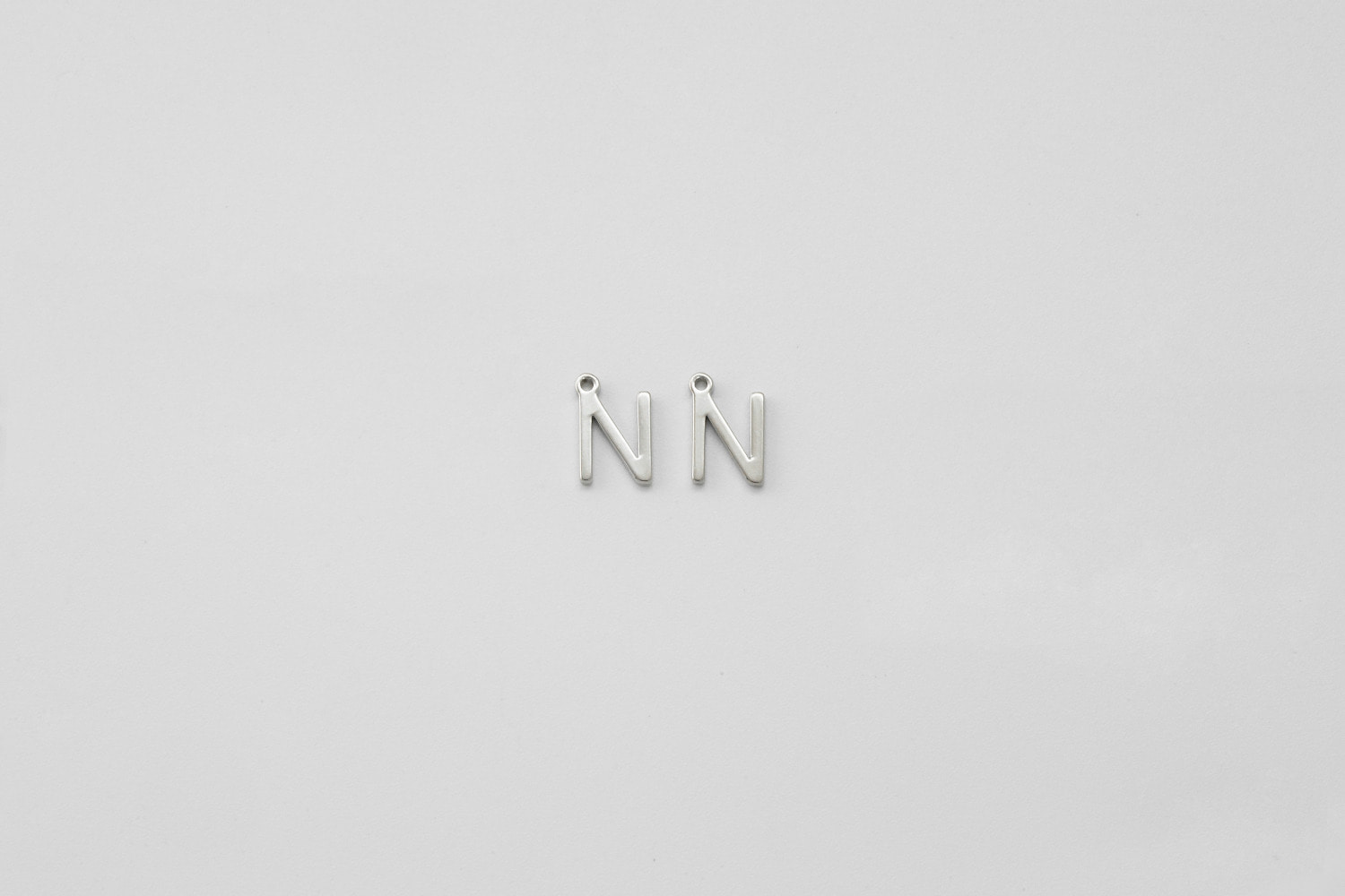 [AN-R1]Capital Letter Pendant, 2 pcs, 9x5mm including 0.7mm loop, Original Rhodium Plated Brass, Nickel Free, Alphabet Charm, Initial Charm