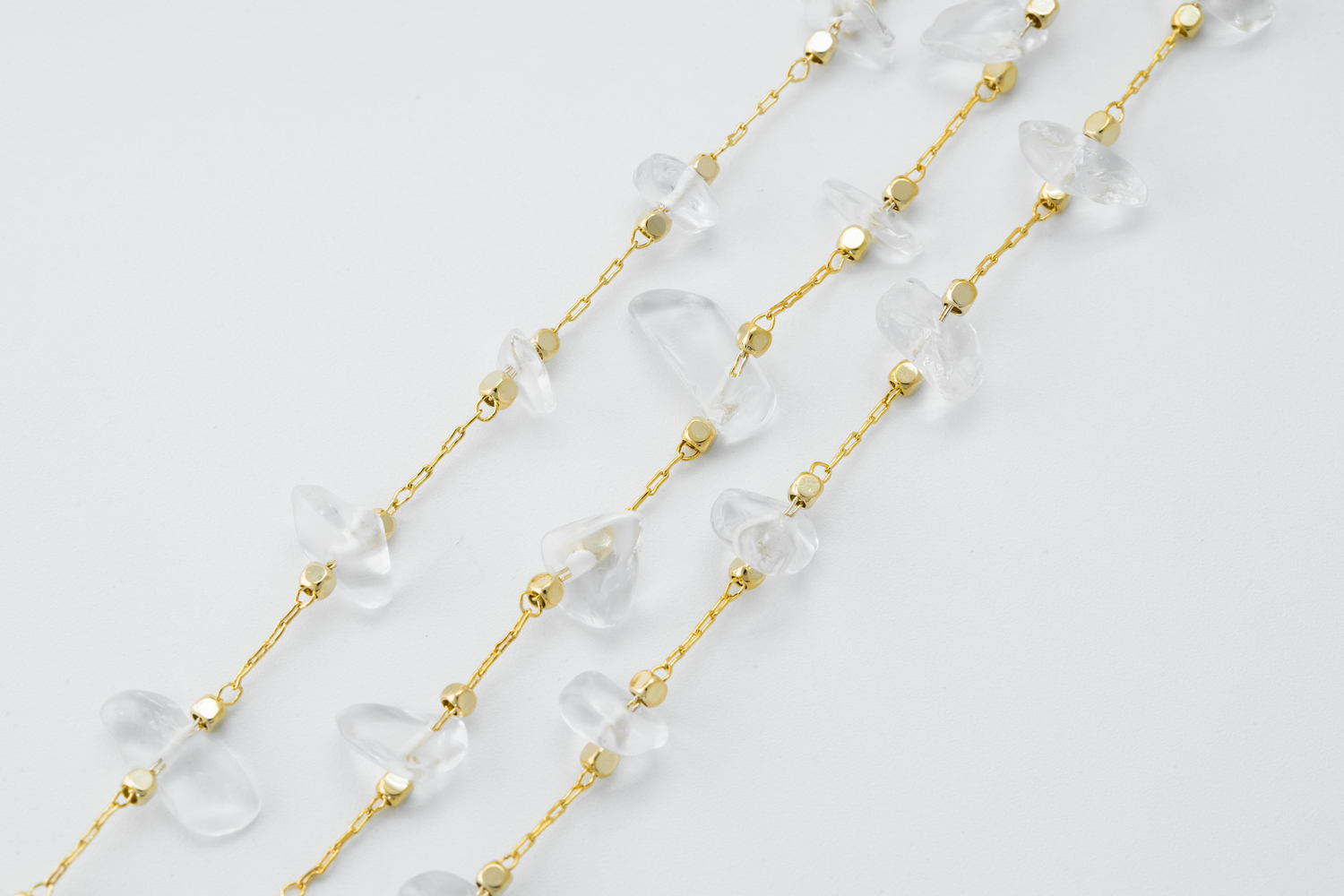 [CJ53-04] Rock crystal chain, Brass, White crystal, Nickel free, Beads chain, Dainty chain, Beaded chain, Necklace makings, 1m