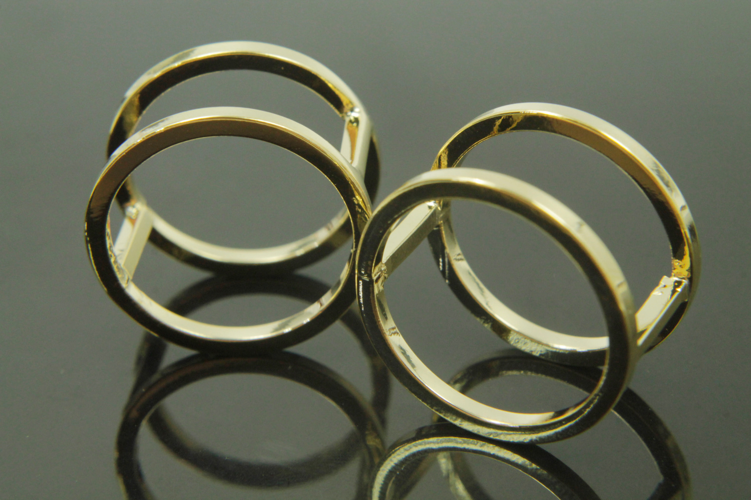 [S90-G1]Wire round ring, Nickel free, 1 piece, Geometric round finger ring, 16K gold plated brass