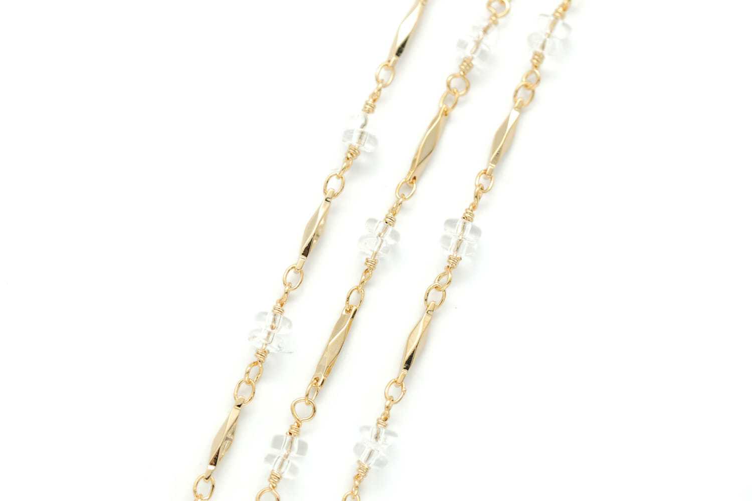 [CJ46-07]Acrylic beads chain, 1m, 16K gold plated copper brass, Acrylic beads, Nickel free, Dainty chain, Pearl chain, BS-85