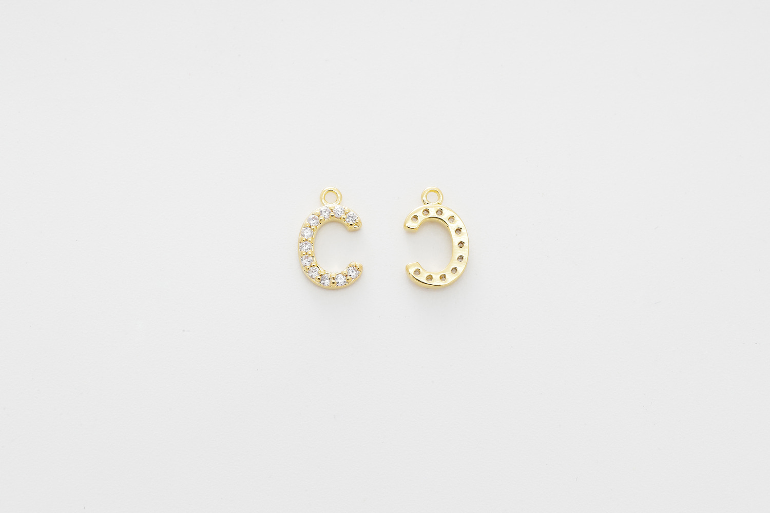 [AC-G20] Cubic capital letter charm C, Brass, Cubic zirconia, Nickel free, Jewelry making supplies, Alphabet charm, Initial charm, 1 piece
