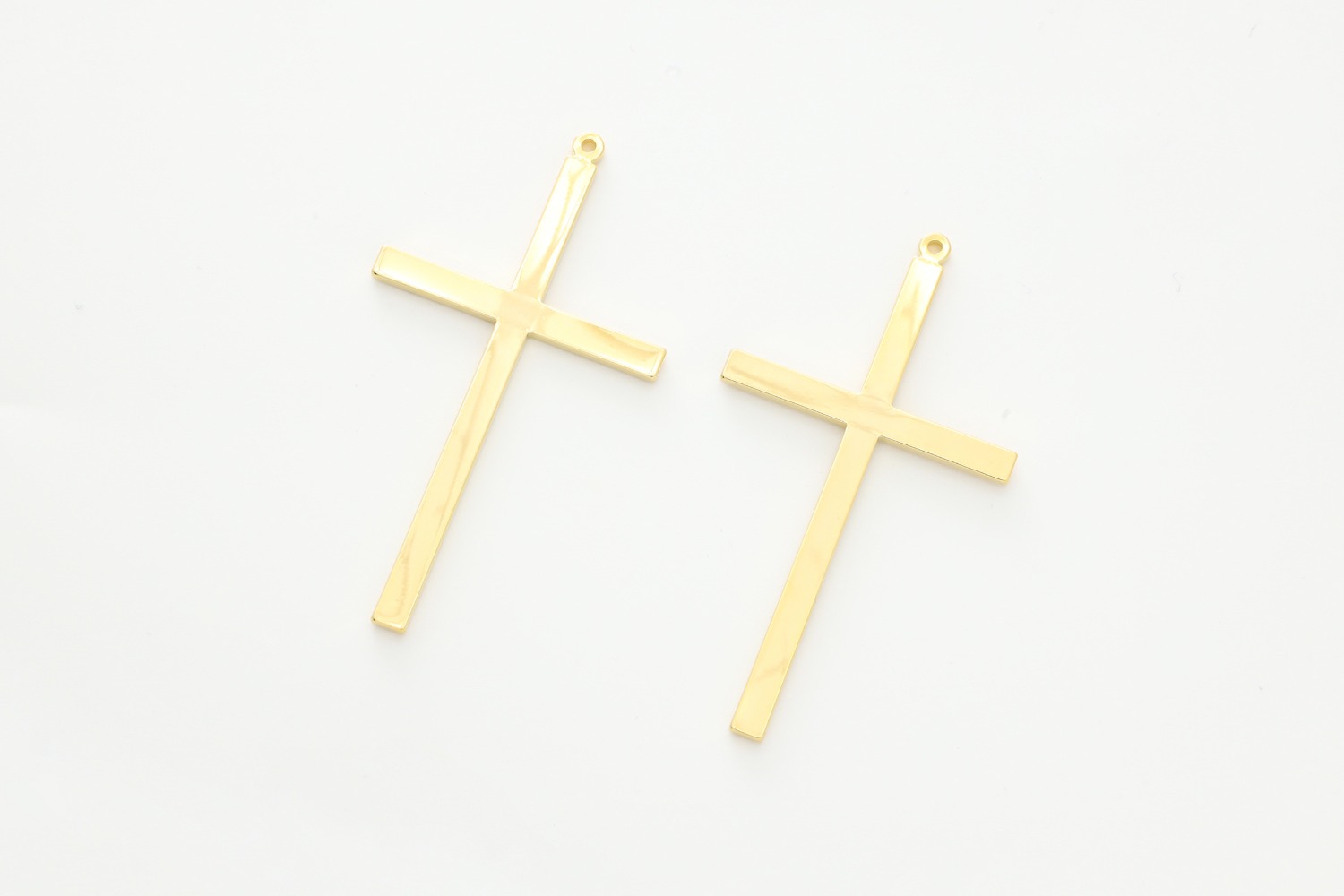 십자가 펜던트, Y8-G2, 무니켈, 1개, 골드 도금, 두께 2mm, 58x32mm
