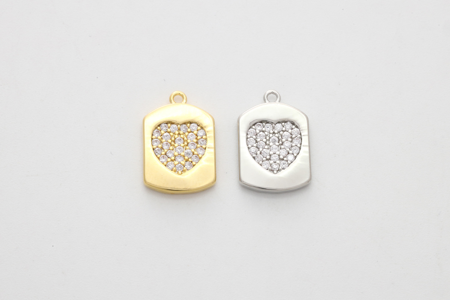 [N37-VC9] Dainty cubic heart charm, Brass, Cubic zirconia, Nickel free, Heart pendant, Unique charm, Jewelry making supplies, 1 piece (N37-G15, N37-G15R)