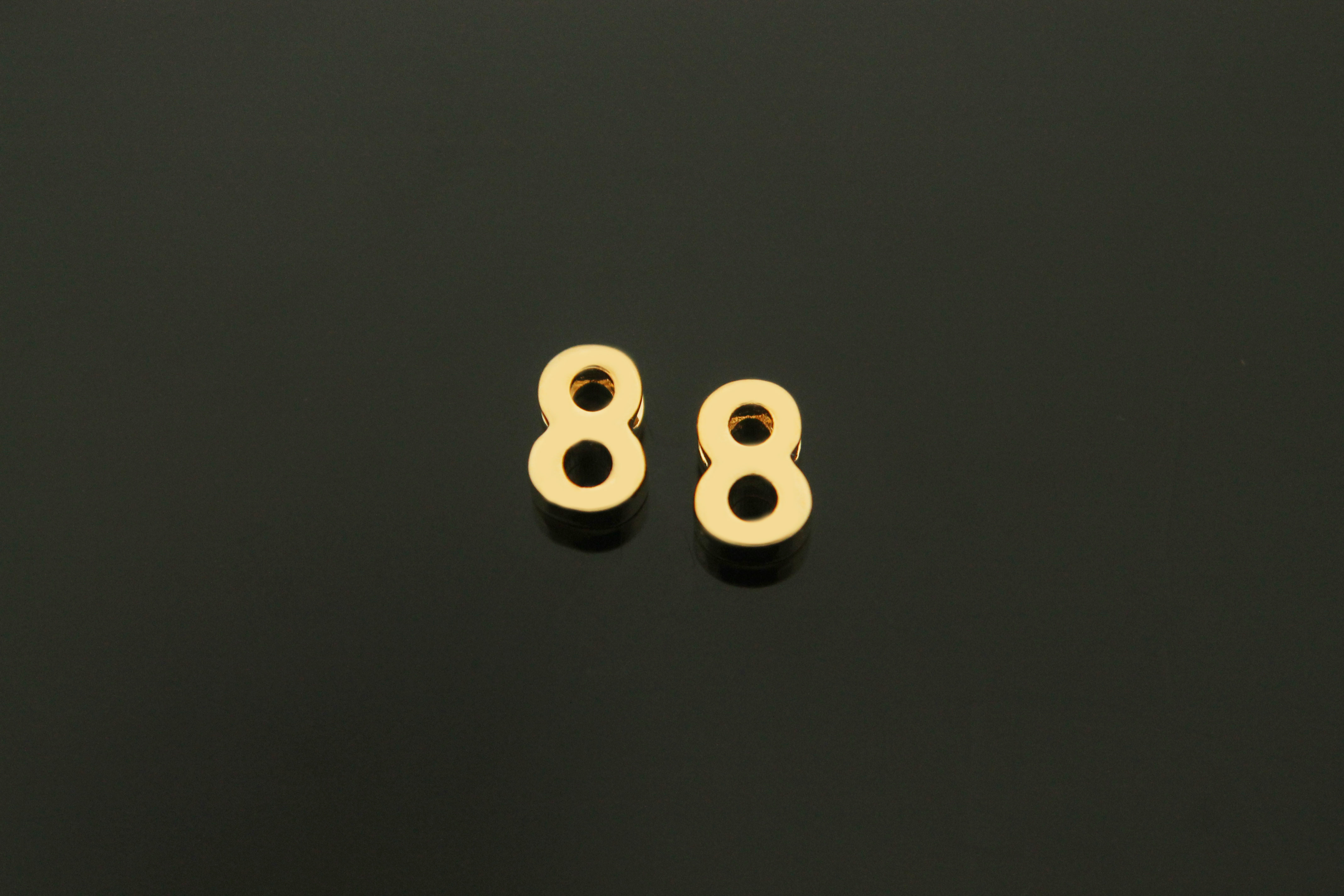 작은 숫자 8 펜던트, NU-G8, 2개, 골드도금, 7x5.3x2.6mm