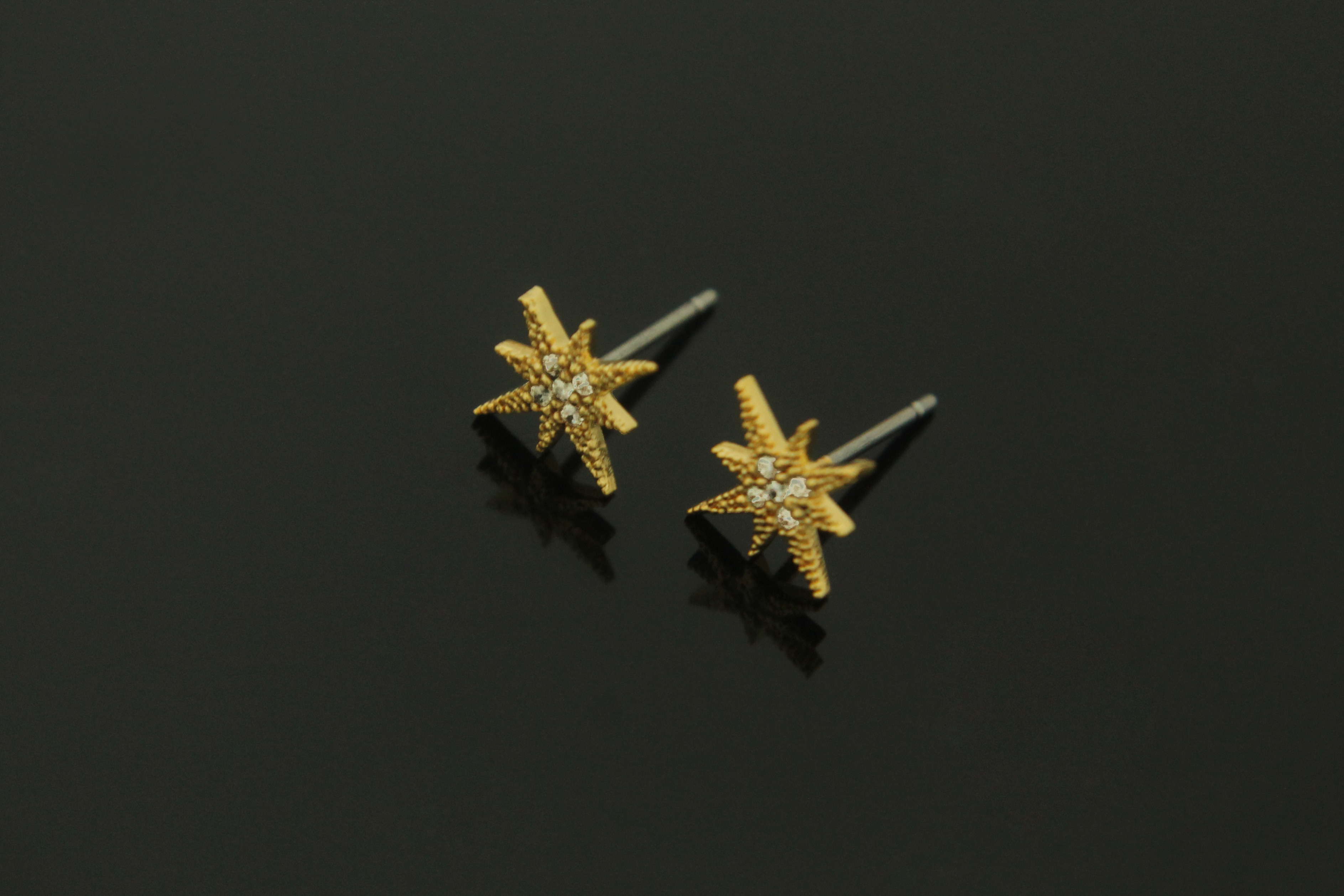 큐빅별 이어링, S87-G6, 2개 (1쌍), 무니켈, 골드도금, 사이즈 9x9mm