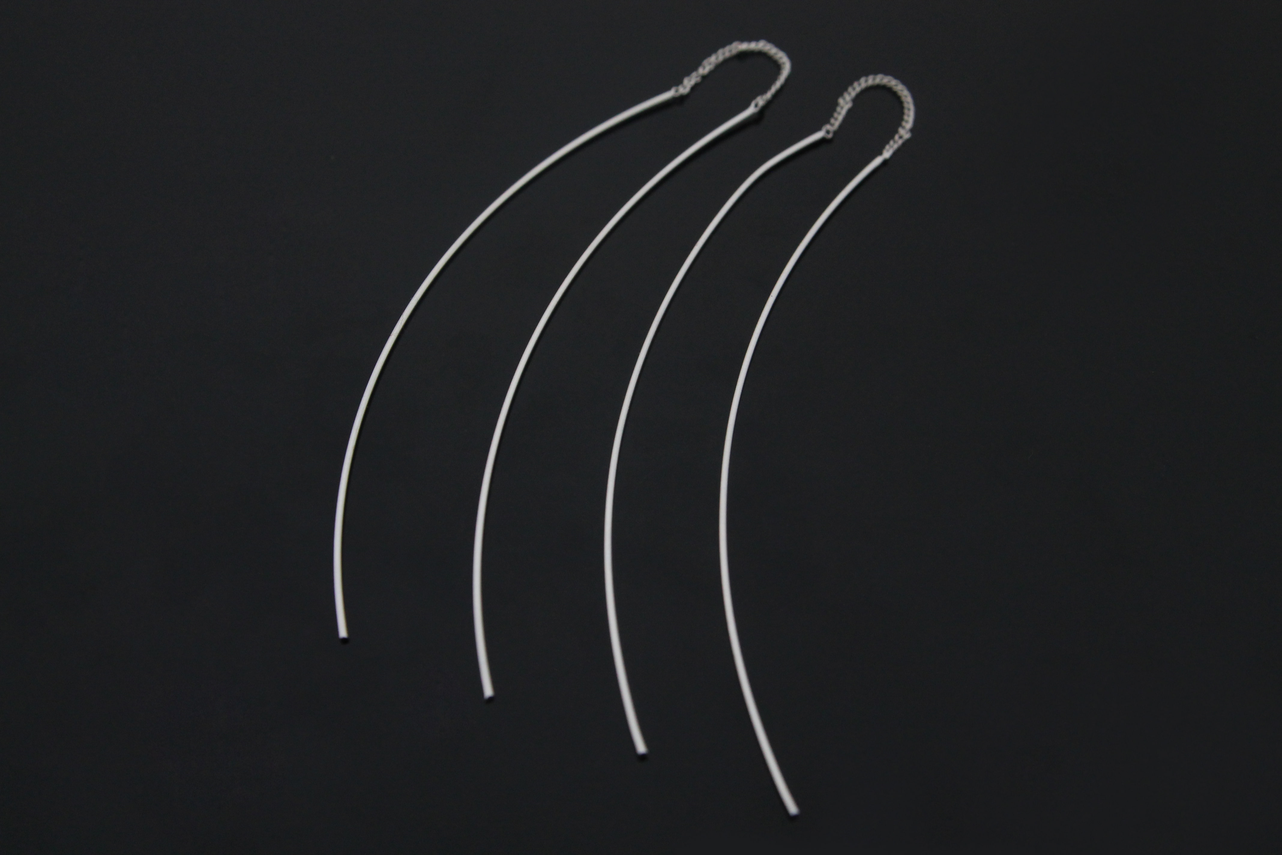 커브 니들 이어링, Y3-G1R, 2개, 무니켈, 로듐도금, 길이 70.1mm
