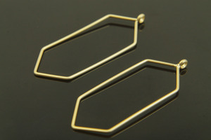 육각기둥 펜던트, S89-G6, 무니켈, 2개, 38x15mm, 두께 0.9mm, 골드도금