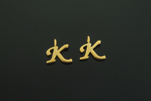 알파벳 K, AK-G7, 2개, 골드도금, 무니켈, 6mm, 링크의 내경 1.7mm