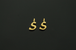 알파벳 S, AS-G7, 2개, 골드도금, 무니켈, 6mm, 링크의 내경 1.7mm