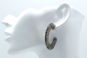 [M9-P5]아세테이트 귀걸이, 2개 (1쌍), 10x3mm, 외경 45mm, 무니켈 침, 그레이 믹스