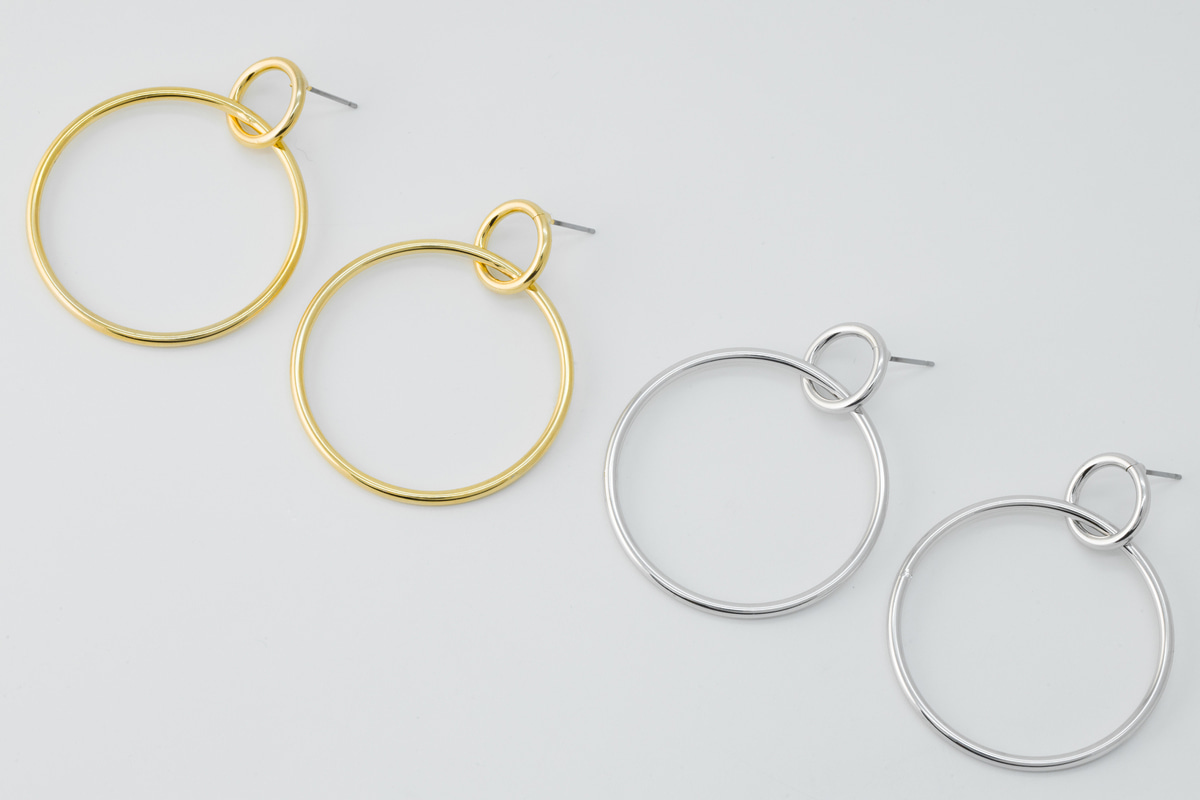 [EB20-21] Ring &amp; ring earrings, Brass, Nickel free, Handmade jewelry, Ring drop earrings, 2 pcs per style