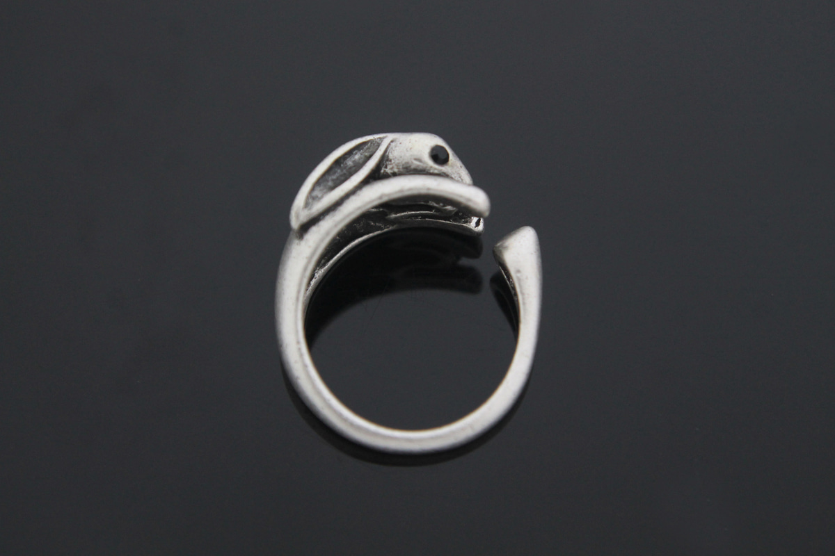 [T59-R3][Limited to 150 pcs] Special Price!! Antique Silver Rabbit Ring, 4 pcs, Free Size, Plated Tin Alloy