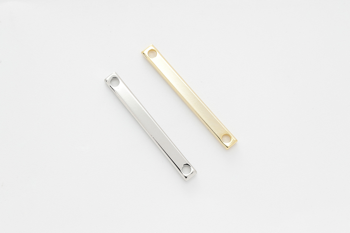 [A8-VC1] Bar charm, 32x3.6mm w/ 1.8mm 2 holes, Brass, Stamping blanks bar, Not easily tarnish, Personalized jewelry making, 10 pcs (A8-G2, A8-S2)