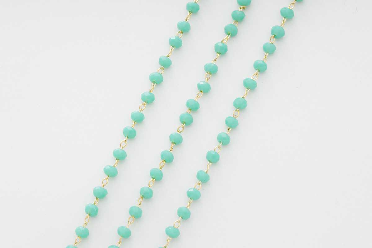 [CJ53-10] Turquoise beads chain, Beads, Brass, Nickel free, Dainty chain, Jewelry making supplies, 1m