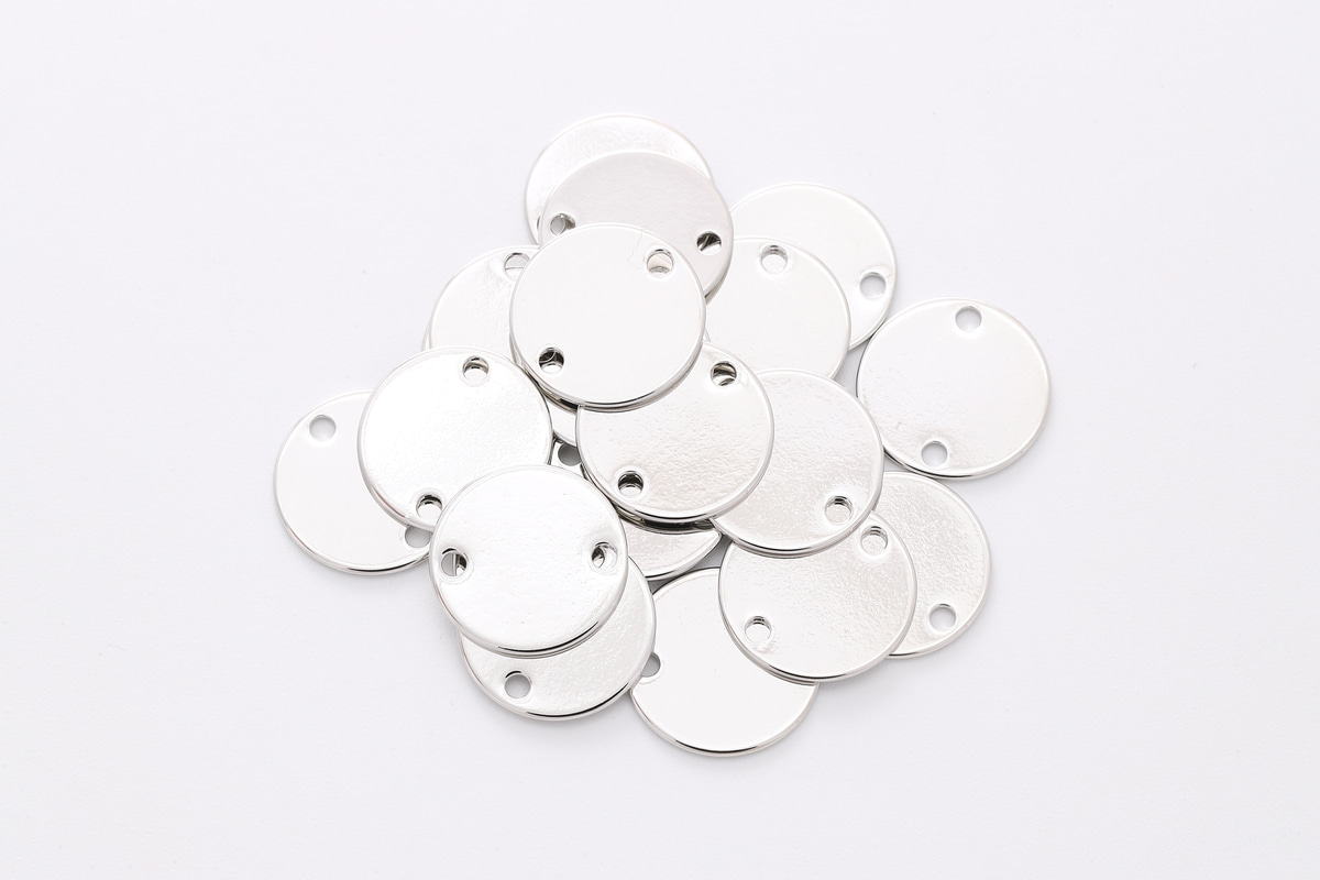 [B9-R3] Coin w/ 2 holes, 12x0.65mm, Brass, Nickle free, Bracelet coin, Jewelry making supplies, Stamping blanks, 10 pcs
