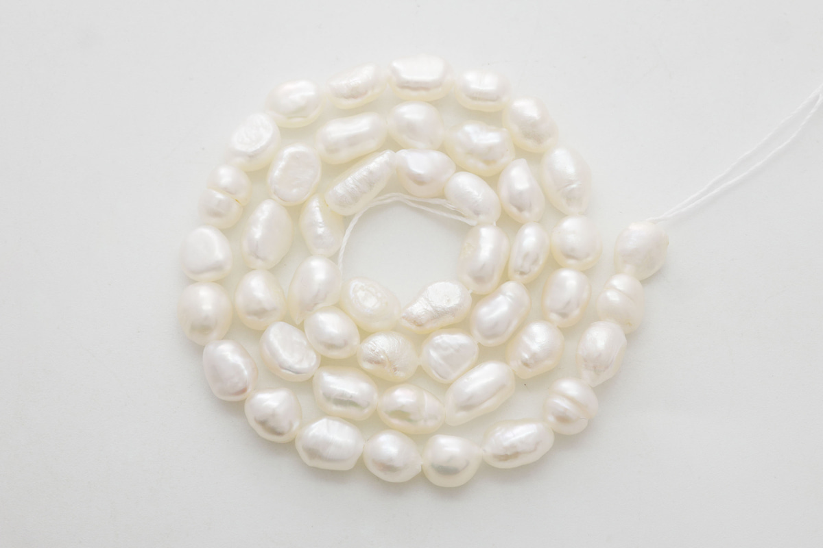 [M17-R1] Fresh-water pearl (Irregular), Approx. 7x6mm, 0.5mm hole, Jewelry making pearl beads, Wholesale jewelry, 1 strand (approx. 48 pcs)