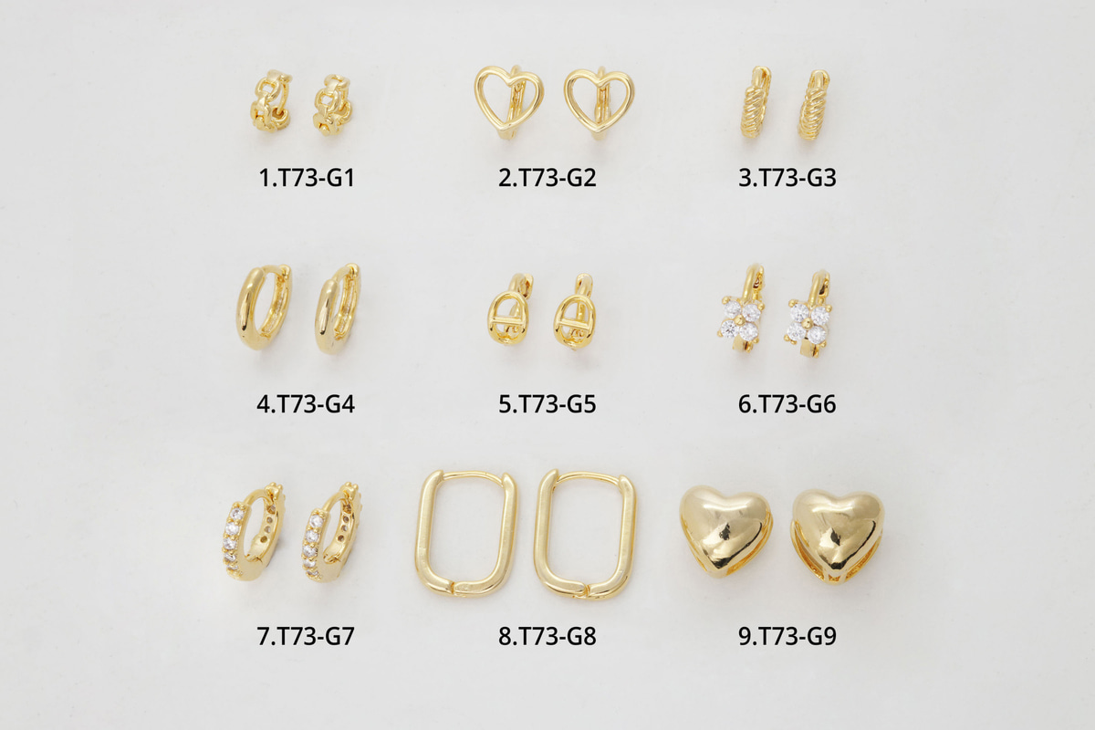 [T73-VC1] Tiny hoop earrings collection, Brass, Cubic zirconia, Nickel free, Huggie hoops earrings, Dainty earrings, 2 pcs per style