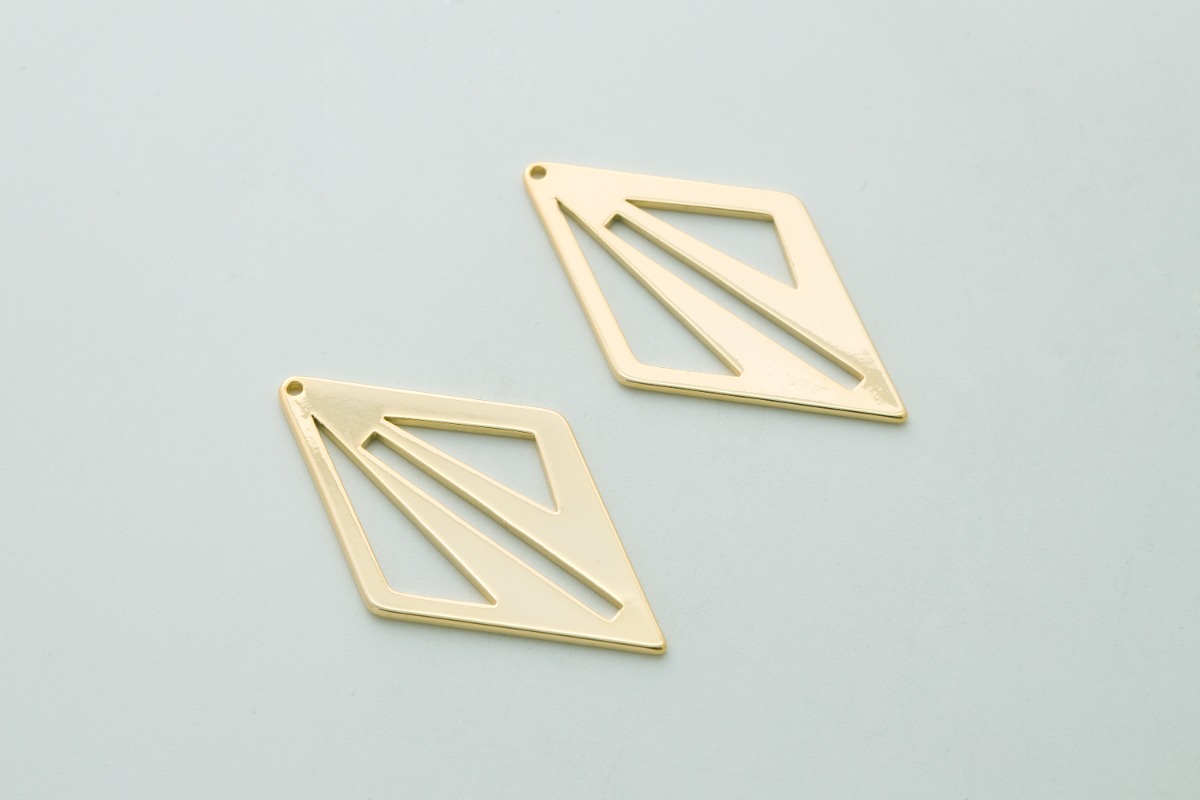[T74-G5] Unique rhombus pendant, Brass, Nickle free, Simple charm, Wholesale jewelry making supplies, Earring making charms, 2 pcs
