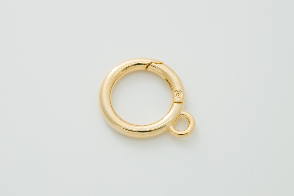 [S61-G11] Round spring clasp w/ loop, Brass, Nickel free, Push gate ring, Ring clasp, Wholesale jewelry supplies, Jewelry makings, 1 piece