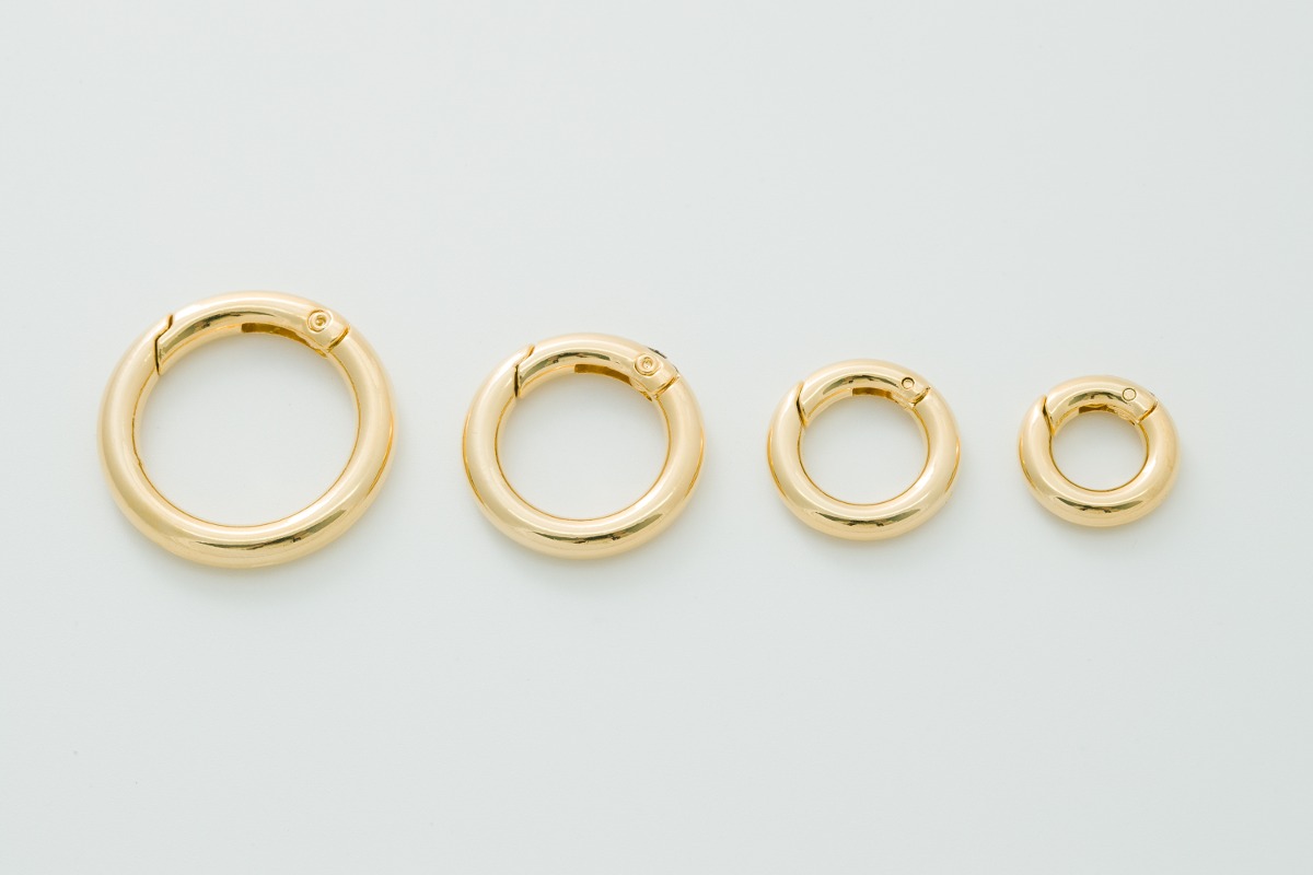 [S61-VC1] Round spring clasp, Brass, Nickel free, Push gate ring, Ring clasp, Wholesale jewelry supplies, Jewelry makings, 1 piece per size