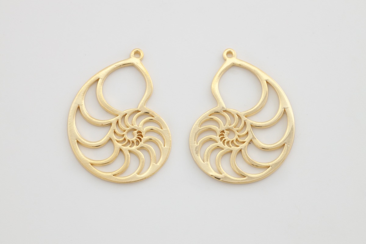 [H6-G8] Nautilus charm, Brass, Nickel free, Unique charm, Earring supplies, Jewelry makings supplies, 2 piece