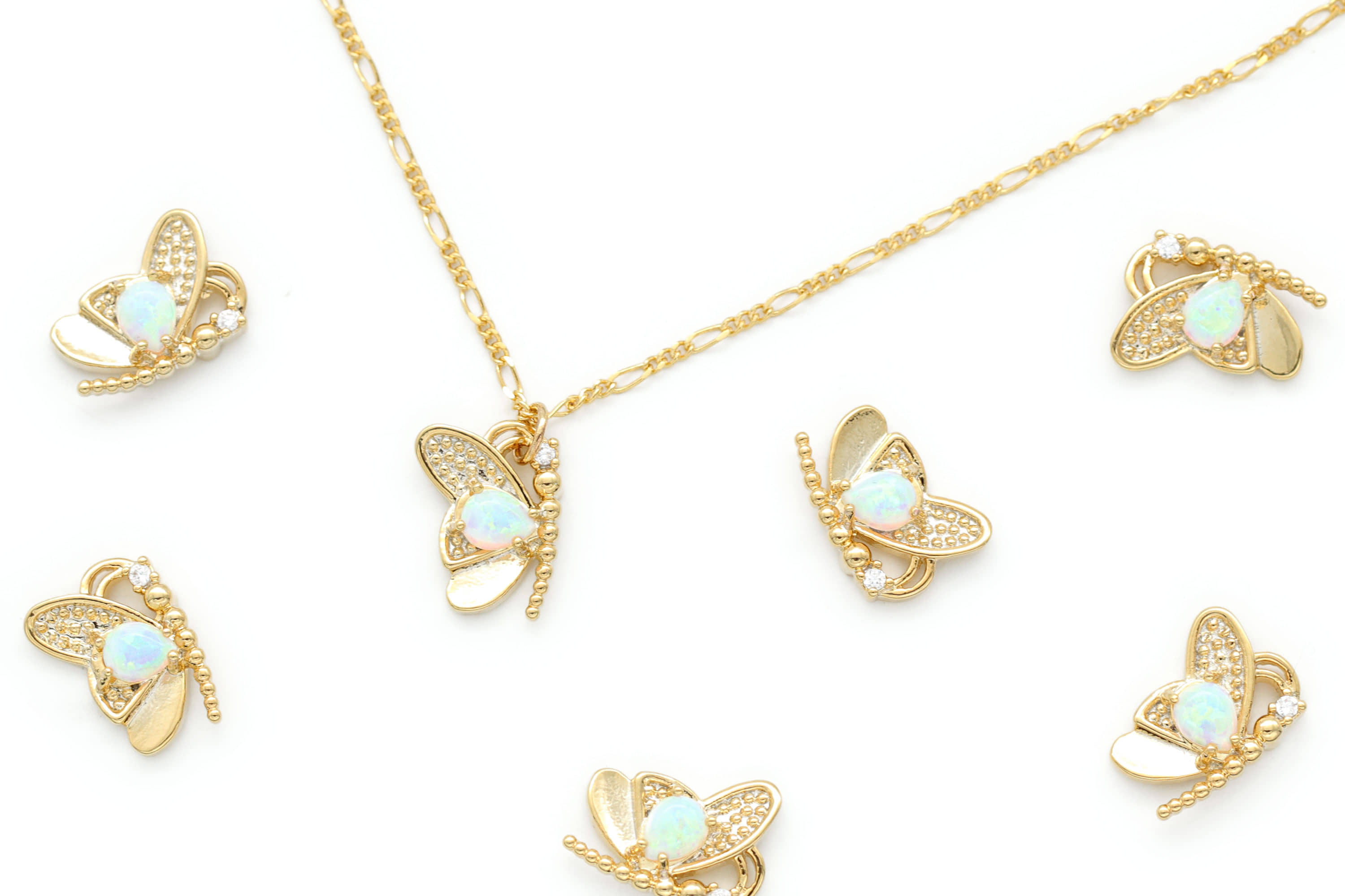 Opal &amp; cubic butterfly charm, Q13-R4