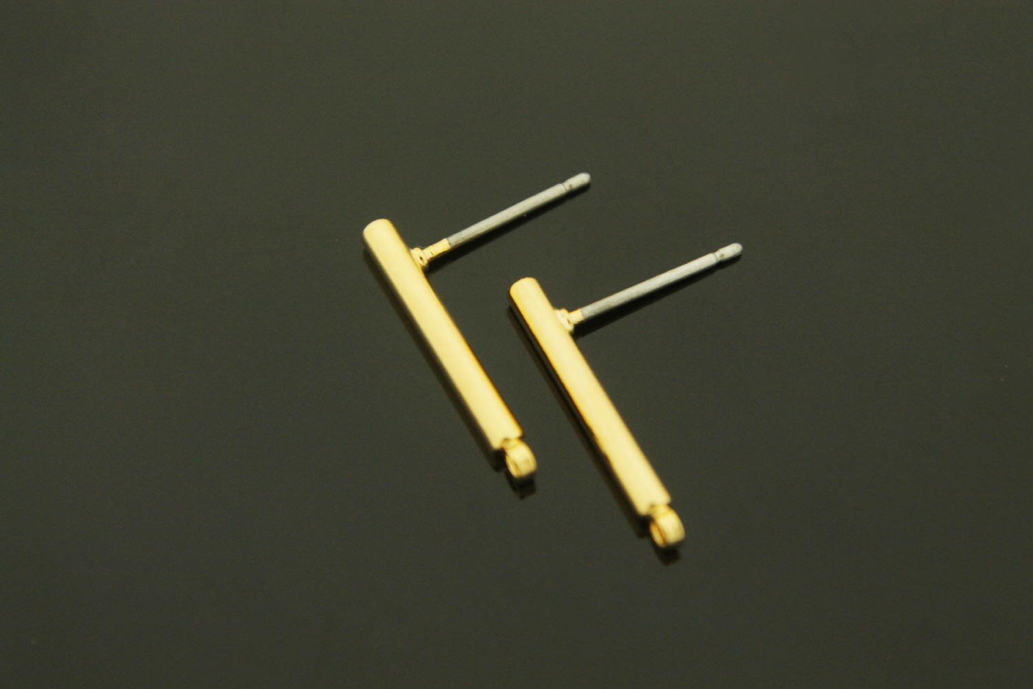 라운드스틱 이어링 포스트, T59-P4, 2개 (1쌍), 골드도금, 무니켈, 17x2mm, 링크의 내경 1mm