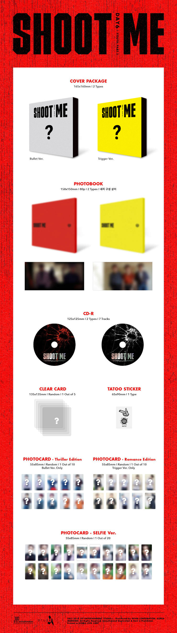 DAY6 3rd Mini Album Shoot Me : Youth Part 1 - JYP SHOP