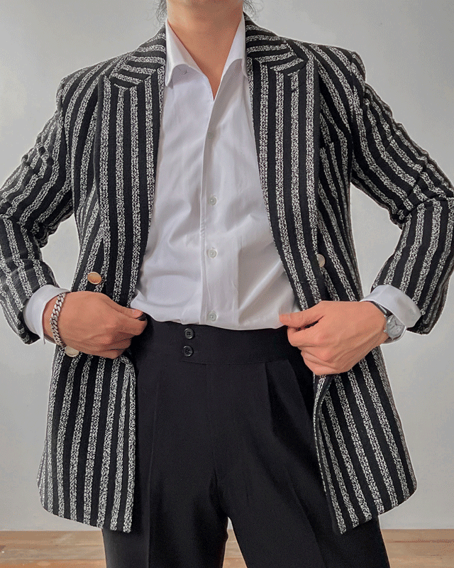 classic vertical striped double jacket