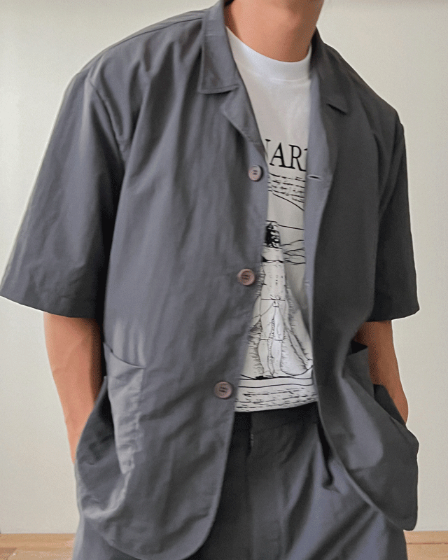 Tate Nylon Short-Sleeved Shirt Jacket