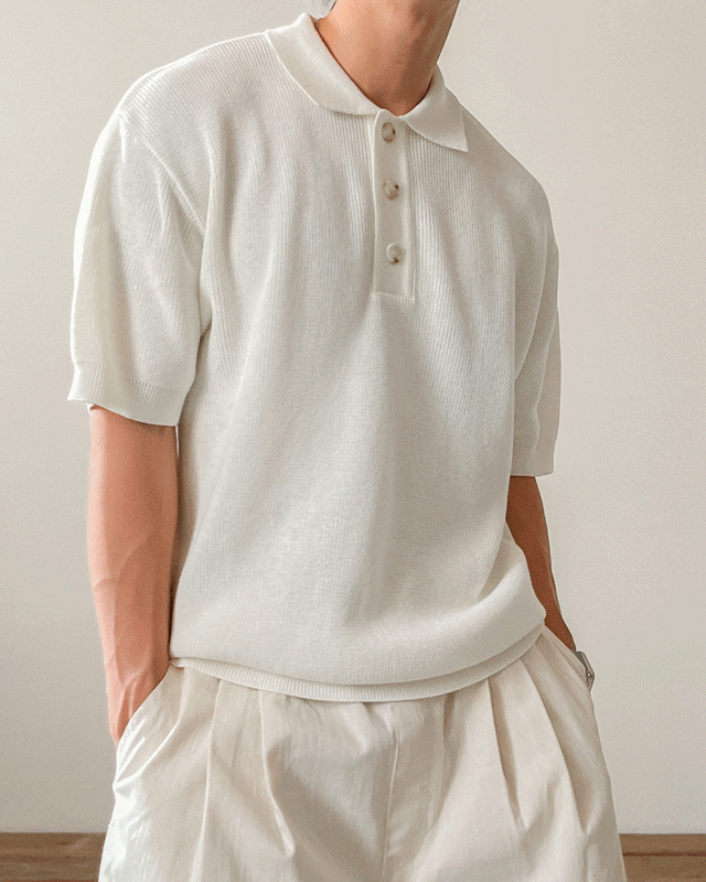 short-sleeved knit collar shirt