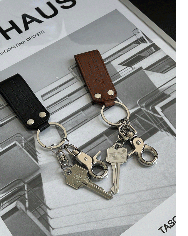 Real leather key ring.