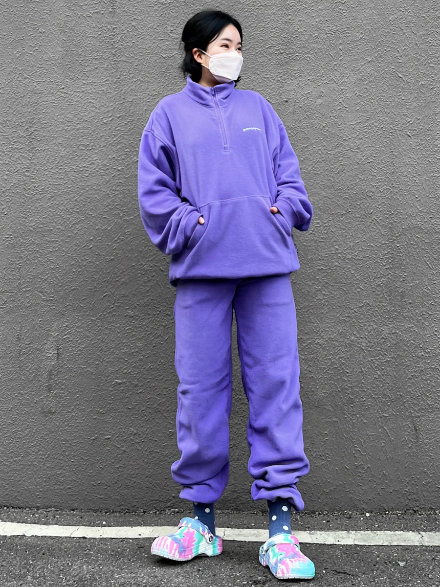 Fleece Half Zip-up + Fleece Jogger Pants (Purple)
