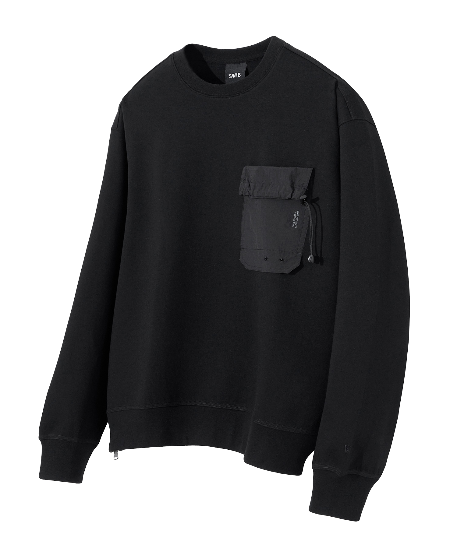Edge Slit Pocket Sweatshirt (Black) [LSRSCTM108M]