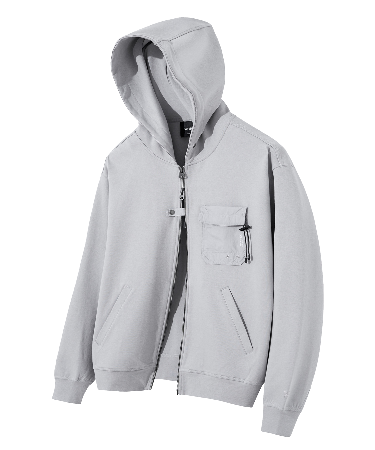 Edge Slit Pocket Hood Zip-up (Light Grey) [LSRSCTZ102M]