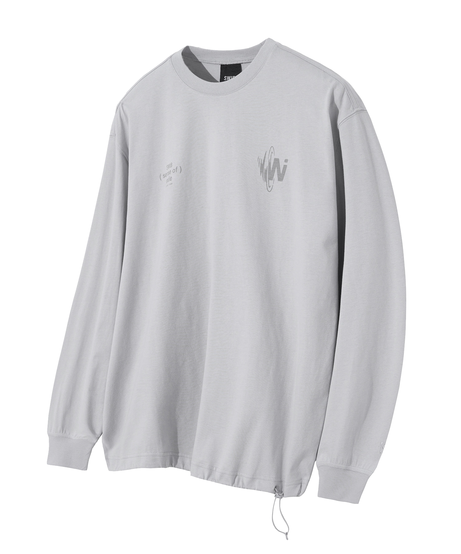 Bottom Hem String Long Sleeve T-shirts (Light Grey) [LSRSCTR114M]