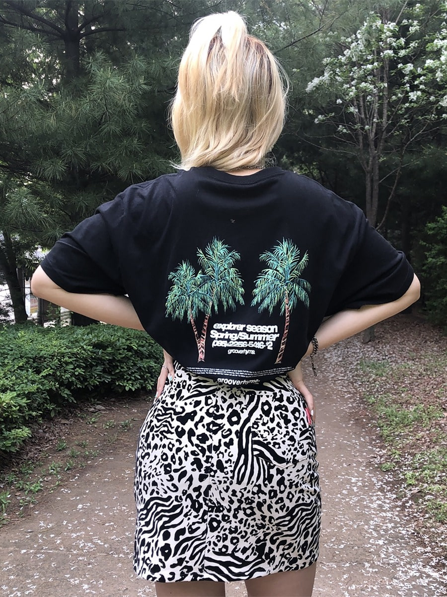 palmtree print t-shirts (black)