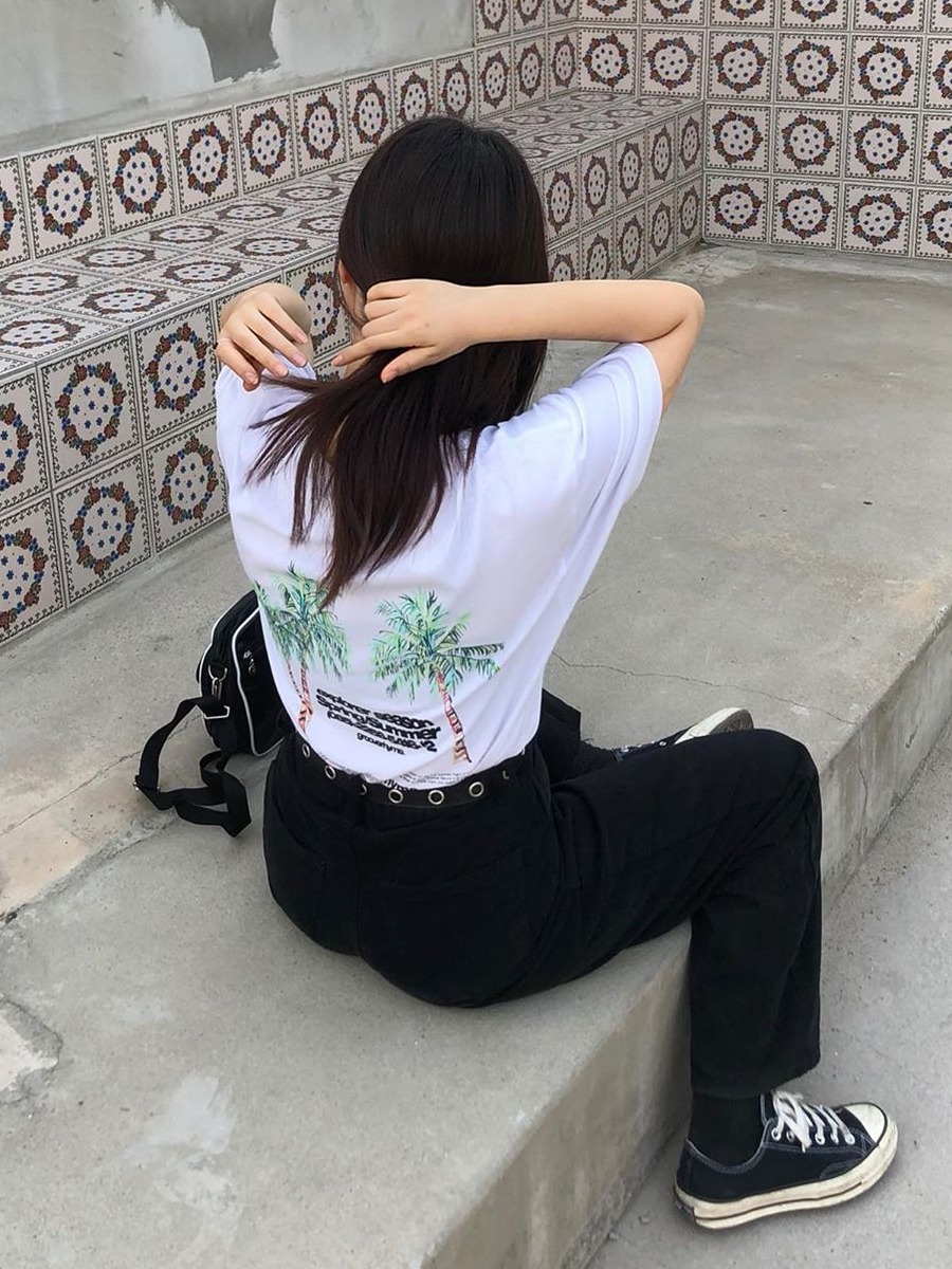 palmtree print t-shirts (white)