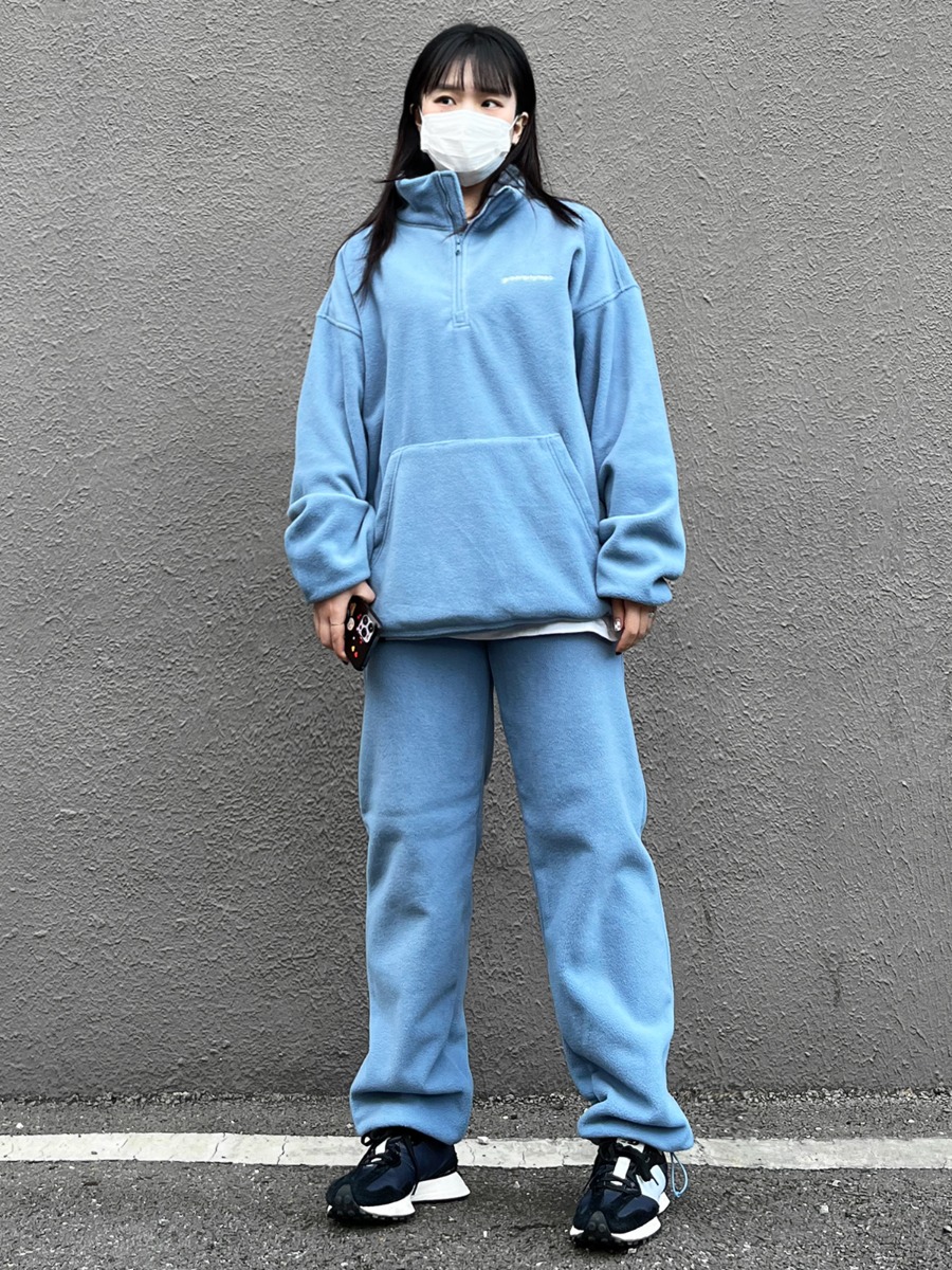 Fleece Half Zip-up + Fleece Jogger Pants (Blue)