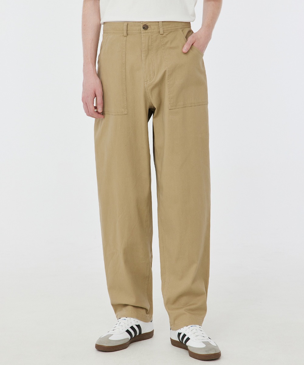 TWILL COTTON TAPERED PANTS (BEIGE) [LRSFCPA719M]