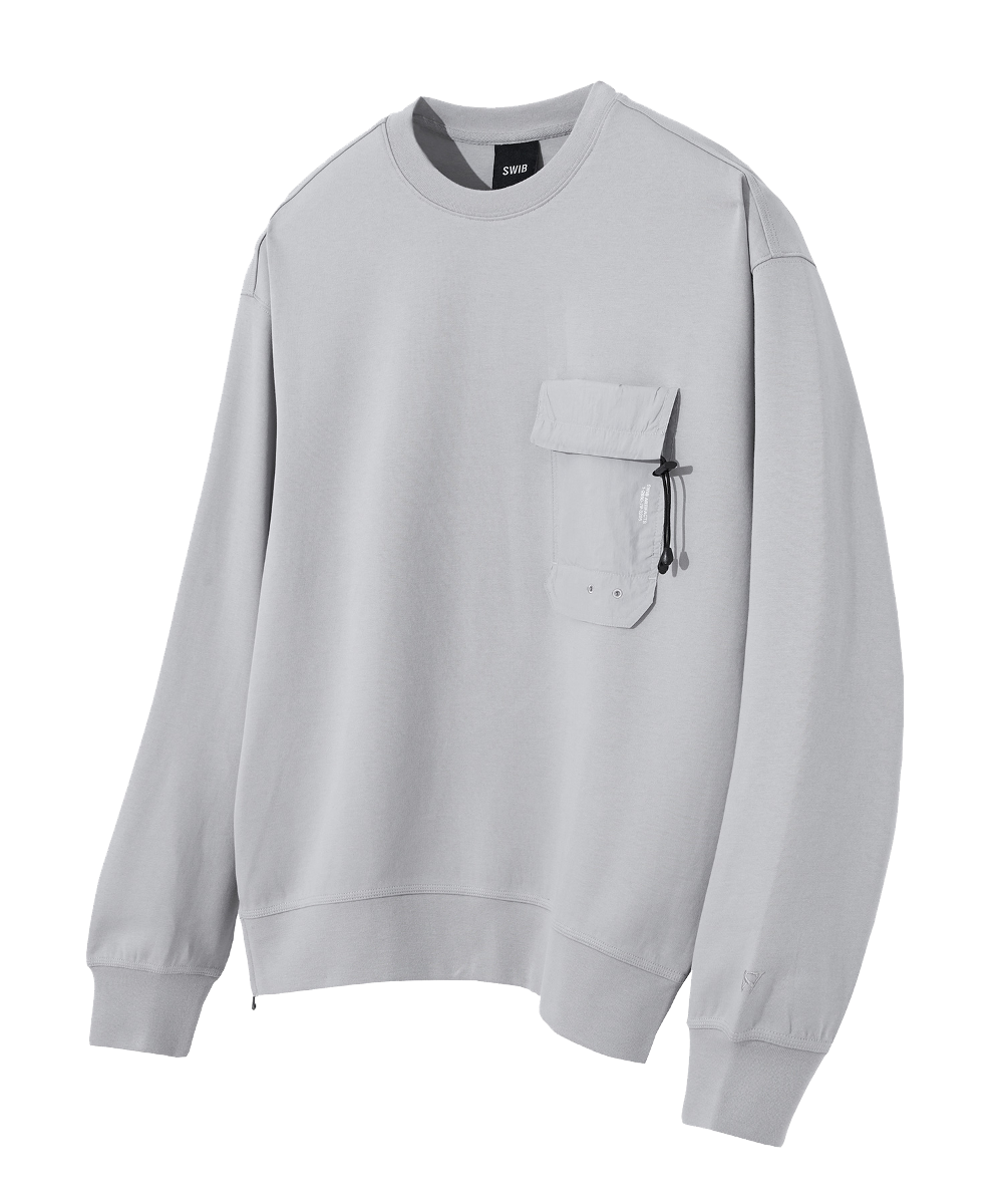 Edge Slit Pocket Sweatshirt (Light Grey) [LSRSCTM108M]
