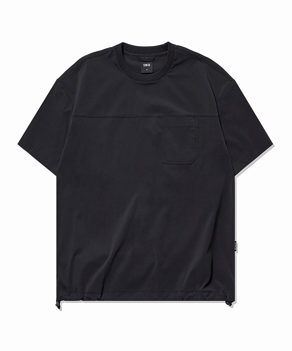 유니) 나일론스판 라운드넥 포켓 반팔 티셔츠 (세미오버핏)(블랙)[LSSMCTR791M]