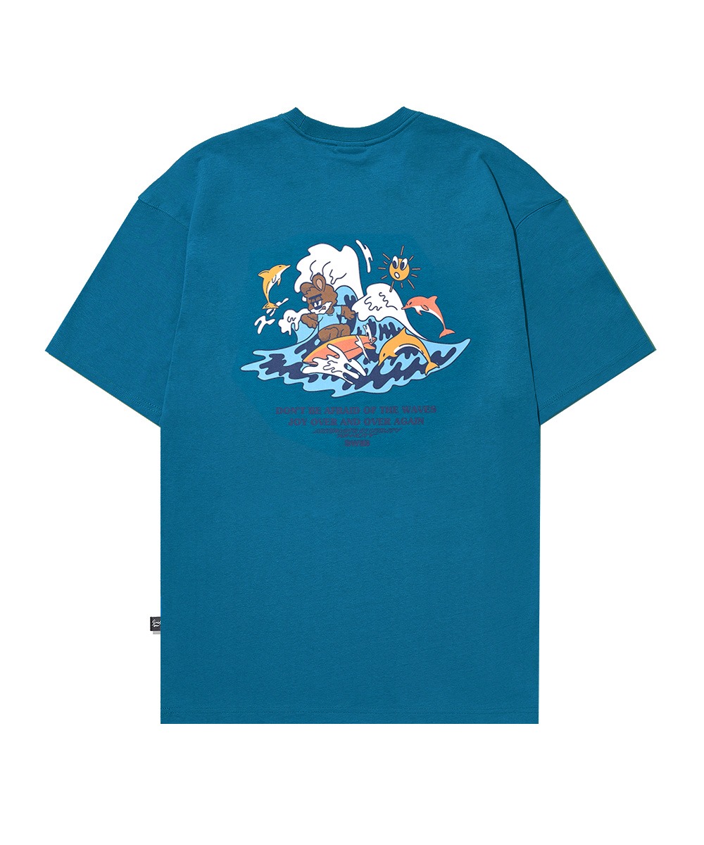 유니) 18수싱글 파도속 칼라 덤비 티셔츠 (레귤러핏)(블루그린) [LSSMCTR796M]